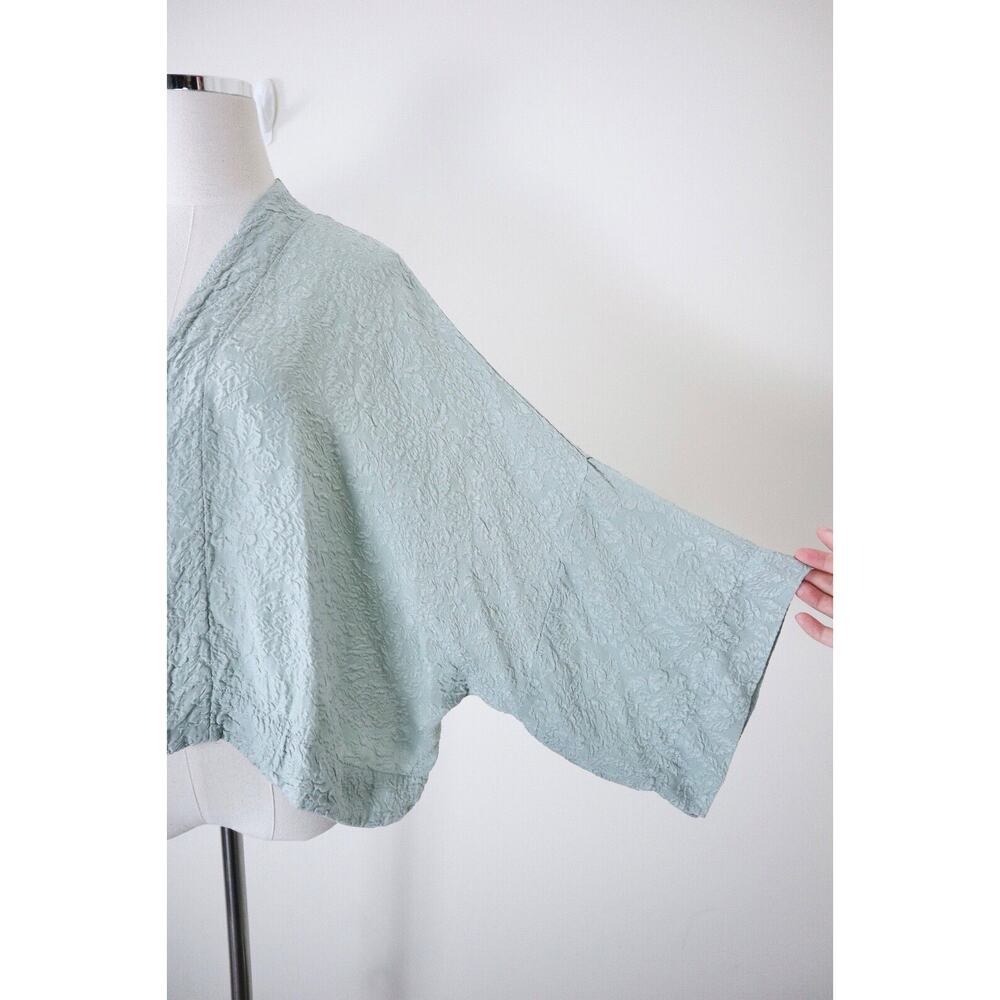 bryn walker Size S Silk Jacquard Kimono Jacket Wide Sleeve Short Light Blue - Picture 3 of 14
